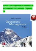 Test Bank for Operations Management 14th Edition Stevenson &sol; All Chapters 1 - 19 &sol; Full Complete
