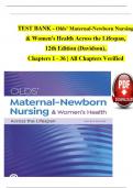 TEST BANK For Olds' Maternal-Newborn Nursing & Women's Health Across the Lifespan&comma; 12th Edition &lpar;Davidson&rpar;&comma; Verified Chapters 1 - 36&comma; Complete Newest Version