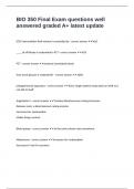 BIO 350 Final Exam questions well answered graded A&plus; latest update