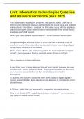 Unit&colon; Information technologies Question and answers verified to pass 2025