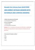 Nevada Civic Literacy Exam QUESTIONS  AND CORRECT DETAILED ANSWERS WITH  RATIONALES 2025 &lpar;VERIFIED ANSWERS&rpar;