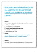 North Carolina Nursing Jurisprudence Practice  Exam QUESTIONS AND CORRECT DETAILED  ANSWERS WITH RATIONALES 2025 &lpar;VERIFIED  ANSWERS&rpar;