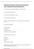MA Real Estate Final Exam Questions And Already Passed Solutions&period;
