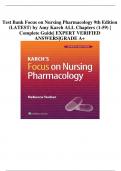 Test Bank Focus on Nursing Pharmacology 9th Edition &lpar;LATEST&rpar; by Amy Karch ALL Chapters &lpar;1-59&rpar; &vert; Complete Guide&vert; EXPERT VERIFIED ANSWERS&vert;GRADE A&plus;