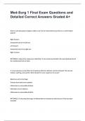 Med-Surg 1 Final Exam questions with Verified answers &lpar;100&percnt; Correct&rpar; Rated A&plus; Latest Update&period;