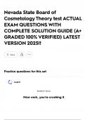 Nevada State Board of Cosmetology Theory test ACTUAL EXAM QUESTIONS WITH COMPLETE SOLUTION GUIDE &lpar;A&plus; GRADED 100&percnt; VERIFIED&rpar; LATEST VERSION 2025&excl;&excl;