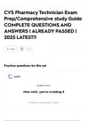 CVS Pharmacy Technician Exam Prep&sol;Comprehensive study Guide COMPLETE QUESTIONS AND ANSWERS &vert; ALREADY PASSED &vert; 2025 LATEST&excl;&excl;
