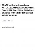 BCAT Practice test questions ACTUAL EXAM QUESTIONS WITH COMPLETE SOLUTION GUIDE &lpar;A&plus; GRADED 100&percnt; VERIFIED&rpar; LATEST VERSION 2025&excl;&excl;