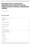 Real Estate Finance I ACTUAL EXAM QUESTIONS WITH COMPLETE SOLUTION GUIDE&rpar; &lpar;MULTIPLE CHOICES&rpar; A&plus; GRADED 100&percnt; VERIFIED