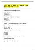 2024&sol;2025 AQA A Level Biology Exam Practice&colon; 50 Questions and Answers