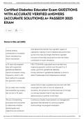 Certified Diabetes Educator Exam QUESTIONS WITH ACCURATE VERIFIED ANSWERS &lpar;ACCURATE SOLUTIONS&rpar; A&plus; PASSED&excl;&excl; 2025 EXAM