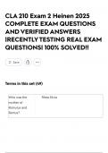 CLA 210 Exam 2 Heinen 2025 COMPLETE EXAM QUESTIONS AND VERIFIED ANSWERS &vert;RECENTLY TESTING REAL EXAM QUESTIONS&vert; 100&percnt; SOLVED&excl;&excl;