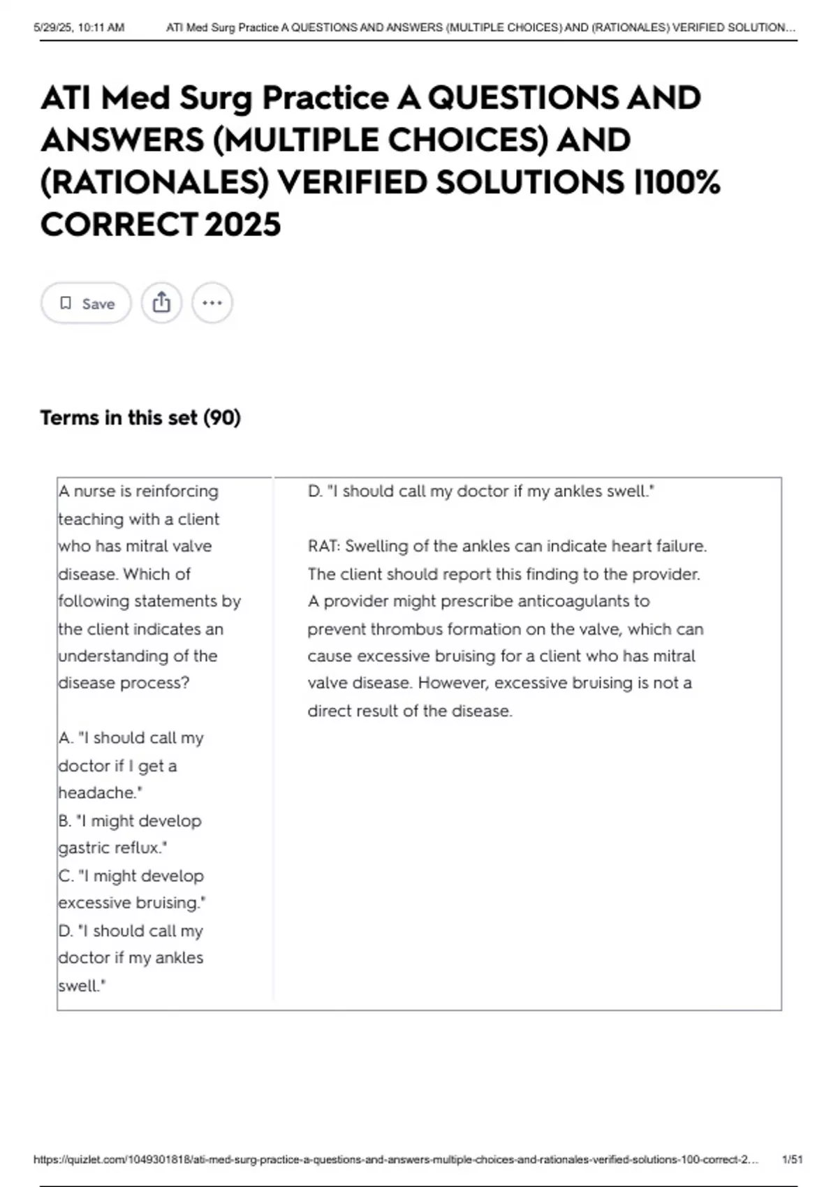 ATI Med Surg Practice A QUESTIONS AND ANSWERS (MULTIPLE CHOICES) AND ...