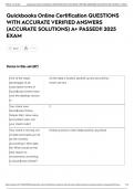 Quickbooks Online Certification QUESTIONS WITH ACCURATE VERIFIED ANSWERS &lpar;ACCURATE SOLUTIONS&rpar; A&plus; PASSED&excl;&excl; 2025 EXAM