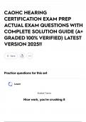 CAOHC HEARING CERTIFICATION EXAM PREP ACTUAL EXAM QUESTIONS WITH COMPLETE SOLUTION GUIDE &lpar;A&plus; GRADED 100&percnt; VERIFIED&rpar; LATEST VERSION 2025&excl;&excl;