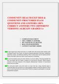 COMMUNITY HEALTH EXIT HESI &  COMMUNITY PROCTORED EXAM  QUESTIONS AND ANSWERS &lpar;100&percnt;  CORRECT ANSWERS TWO  DIFFERENT  VERSIONS &rpar;ALREADY GRADED A&plus;