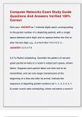 Computer Networks Exam Study Guide  Questions And Answers Verified 100&percnt;  Correct