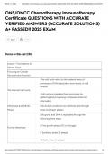 ONS&sol;ONCC Chemotherapy Immunotherapy Certificate QUESTIONS WITH ACCURATE VERIFIED ANSWERS &lpar;ACCURATE SOLUTIONS&rpar; A&plus; PASSED&excl;&excl; 2025 EXAM