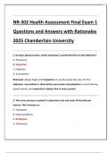 NR-302 Health Assessment Final Exam 1  Questions and Answers with Rationales  2025 Chamberlain University