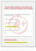 NR 341&sol; NR341 COMPLEX ADULT HEALTH    EXAM 1 EXAM  QUESTIONS AND ANSWERS