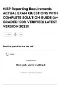 NISP Reporting Requirements ACTUAL EXAM QUESTIONS WITH COMPLETE SOLUTION GUIDE (A+ GRADED 100% VERIFIED) LATEST VERSION 2025!!