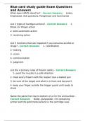 Blue card study guide Exam Questions and Answers&period;