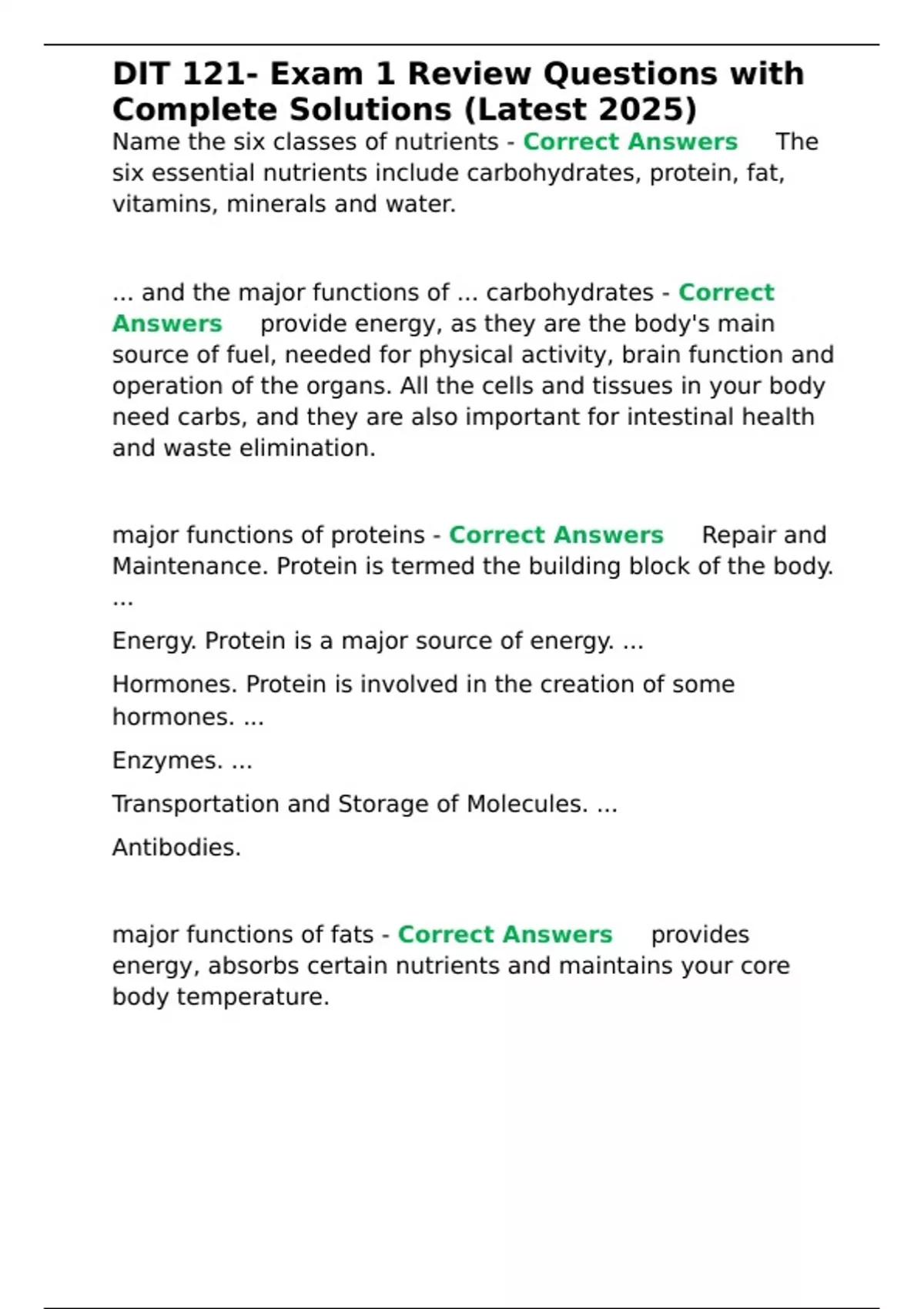 DIT 121- Exam 1 Review Questions with Complete Solutions (Latest 2025 ...
