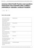 American Allied Health Practice exam questions QUESTIONS AND ANSWERS &lpar;100&percnt; CORRECT ANSWERS&rpar; A&plus; GRADED &vert; ALREADY PAS