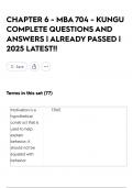 CHAPTER 6 - MBA 704 - KUNGU COMPLETE QUESTIONS AND ANSWERS &vert; ALREADY PASSED &vert; 2025 LATEST&excl;&excl;