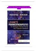 Complete Test Bank for Lehne's Pharmacotherapeutics For Advanced Practice Nurses And Physician Assistants 3rd Edition by Laura D&period; Rosenthal&comma; Jacqueline Rosenjack Burchum&vert;&vert; All Chapters 1-94&vert;&vert; Graded A&plus;