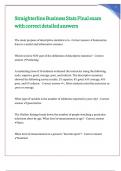 Straighterline Business Stats Final exam with correct detailed answers