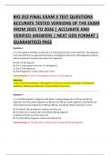 BIO 252 FINAL EXAM 3 TEST QUESTIONS ACCURATE TESTED VERSIONS OF THE EXAM FROM 2025 TO 2026 &vert; ACCURATE AND VERIFIED ANSWERS &vert; NEXT GEN FORMAT &vert; GUARANTEED PASS
