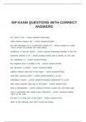 SIP EXAM QUESTIONS WITH CORRECT ANSWERS