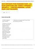 ServSafe Food Manager Exam 2025 &ndash; Complete Set of Verified Exam Questions and Answers &lpar;Graded A&plus;&rpar;