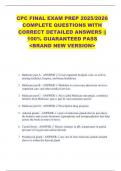 CPC FINAL EXAM PREP 2025&sol;2026  COMPLETE QUESTIONS WITH  CORRECT DETAILED ANSWERS &vert;&vert;  100&percnt; GUARANTEED PASS  <BRAND NEW VERSION> 