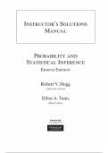 Instructor's Solutions Manual for Probability and Statistical Inference &lpar;8th Edition&comma; by Robert Hogg&rpar; All Chapters 