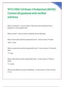 WVU NSG 310 Exam 3 Postpartum &lpar;MOM&rpar; Content all questions with verified solutions 