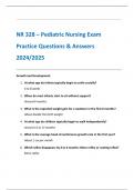 NR 328 &ndash; Pediatric Nursing Exam  Practice Questions & Answers 2024&sol;2025
