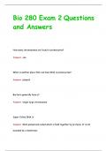 Bio 280 exam 2 questions and answers
