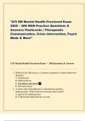 RN Mental Health Proctored Exam 2025-2026 with NGN &lpar;100&percnt; CORRECT Questions and Answers&rpar; - Complete Actual Exam 