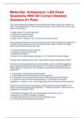 Maternity&colon; Antepartum&comma; L&D Exam Questions With All Correct Detailed Answers A&plus; Pass