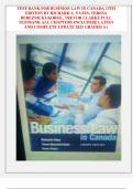 TESTBANK FOR BUSINESS LAW IN CANADA 13TH  EDITION BY RICHARD A&period; YATES&comma; TERESA  BEREZNICKI-KOROL&comma; TREVOR CLARKE FULL  TESTBANK ALL CHAPTERS INCLUDED&vert;&vert; LATEST  AND COMPLETE UPDATE 2025 GRADED A&plus; 