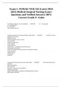 Exam 1&colon; NUR242&sol; NUR 242 &lpar;Latest 2024&sol; 2025&rpar; Medical-Surgical Nursing Exam &vert; Questions and Verified Answers&vert; 100&percnt; Correct&vert; Grade A- Galen