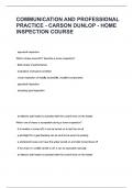 COMMUNICATION AND PROFESSIONAL PRACTICE - CARSON DUNLOP - HOME INSPECTION