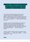 MENTAL HEALTH TECHNICIAN STUDY GUIDE EXAM WITH CORRECT ANSWERS 2025