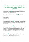 Radon Measurement Certification Test Questions And Answers With Complete Solutions &vert; New Update 2025