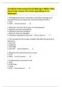 Certified Professional Food Manager NEHA &lpar;FDA Food Code Course Pre-Test&rpar; Questions & A&plus; Solutions