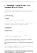 CT Real Estate Licensing Practice Exam Questions All Solved Correct&period;