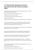 CT Real Estate Salesperson Exam Questions And All Correct Answers 2025&period;