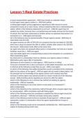 Lesson 1-Real Estate Practices Exam 2025&sol;2026 Questions With Completed Solutions&period;